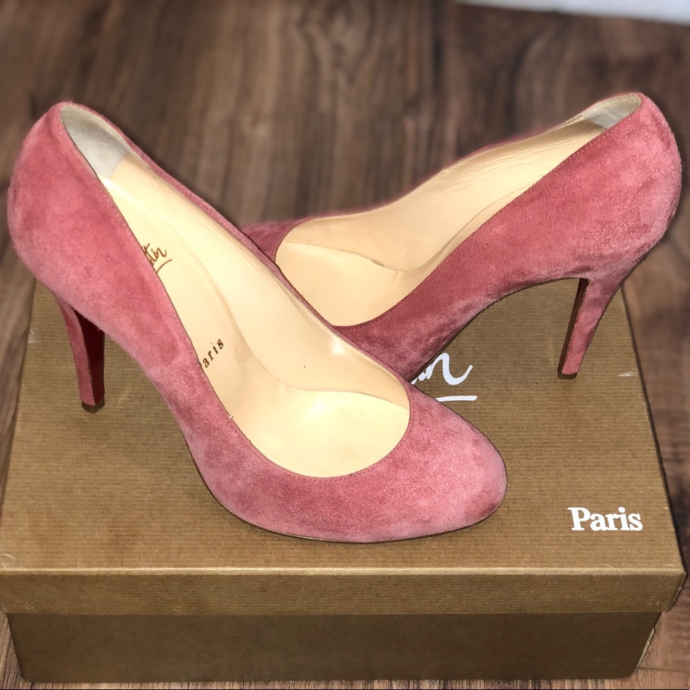 Authentic Louboutin pink suede heels